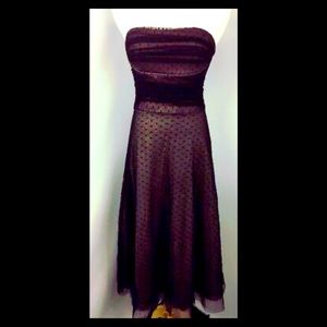 BCBG MAXAZRIA black mesh with light pink underlay strapless dress size 12